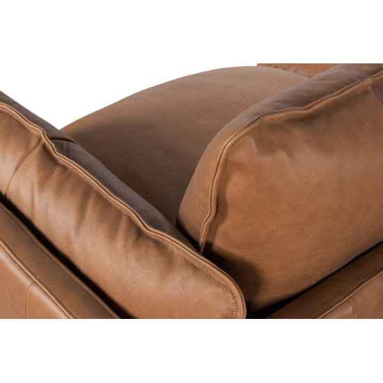 Oliver Sofa in Sterling Dark Tan Semi-Aniline Leather