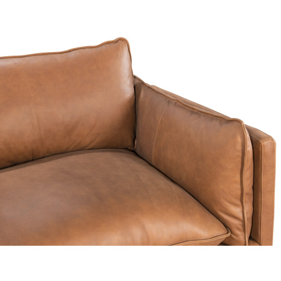 Oliver Sofa in Sterling Dark Tan Semi-Aniline Leather