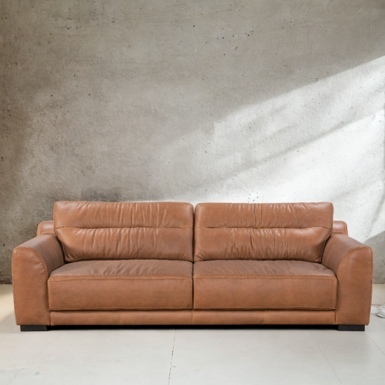 Orsini Sofa in Sterling Dark Tan Semi-Aniline Leather