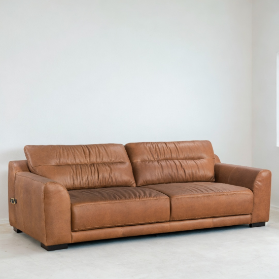 Orsini Sofa in Sterling Dark Tan Semi-Aniline Leather