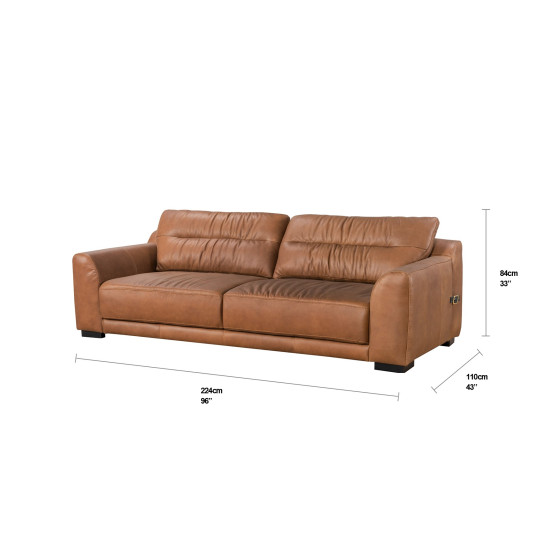 Orsini Sofa in Sterling Dark Tan Semi-Aniline Leather