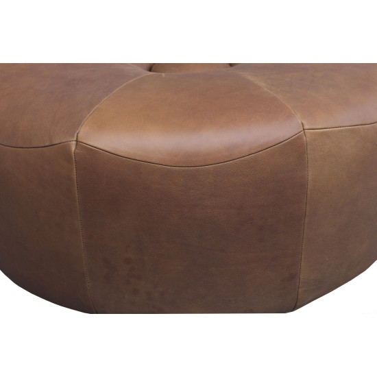 Pineta Ottoman in Sterling Dark Tan Semi-Aniline Leather