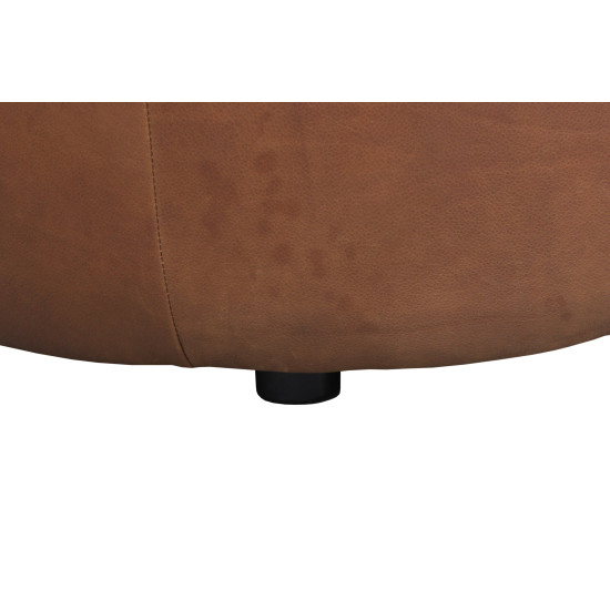 Pineta Ottoman in Sterling Dark Tan Semi-Aniline Leather