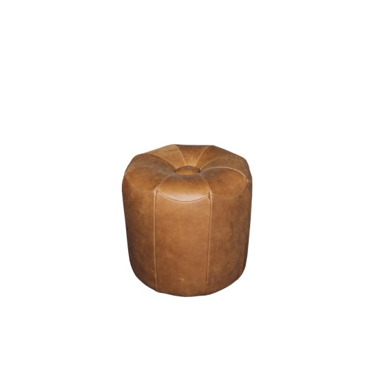 Pineta Mini Ottoman in Sterling Dark Tan Semi-Aniline Leather