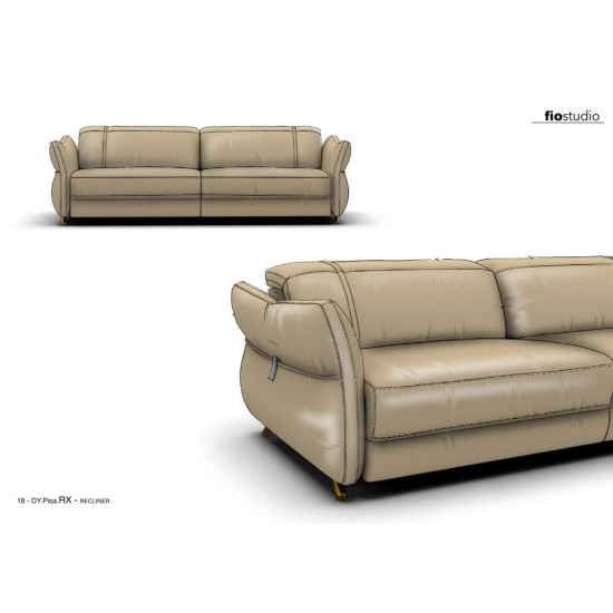 Pisa Power Motion Sofa with Power Headrests in Sterling Dark Tan Semi-Aniline Leather