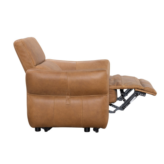 Pisa Power Recliner in Sterling Dark Tan Semi-Aniline Leather