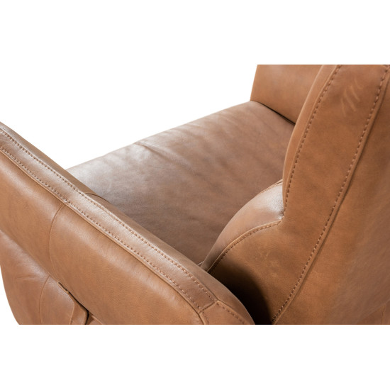 Pisa Power Motion Sofa with Power Headrests in Sterling Dark Tan Semi-Aniline Leather