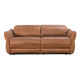 Pisa Power Motion Sofa with Power Headrests in Sterling Dark Tan Semi-Aniline Leather