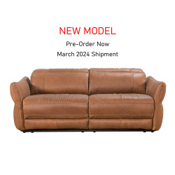Pisa Power Motion Sofa with Power Headrests in Sterling Dark Tan Semi-Aniline Leather