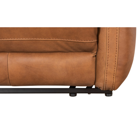 Pisa Power Motion Sofa with Power Headrests in Sterling Dark Tan Semi-Aniline Leather