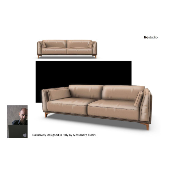 Savoia Sofa in Sterling Dark Tan Semi-Aniline Leather