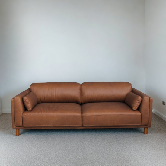 Savoia Sofa in Sterling Dark Tan Semi-Aniline Leather