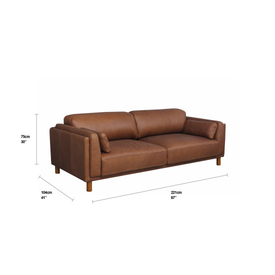 Savoia Sofa in Sterling Dark Tan Semi-Aniline Leather