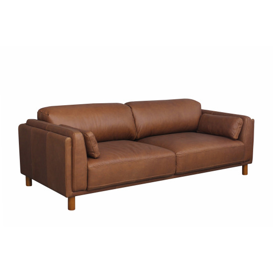 Savoia Sofa in Sterling Dark Tan Semi-Aniline Leather