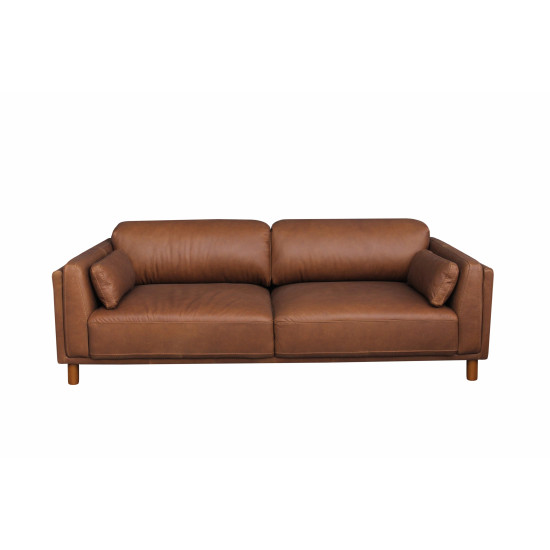 Savoia Sofa in Sterling Dark Tan Semi-Aniline Leather