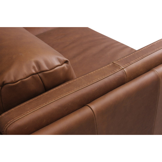 Savoia Sofa in Sterling Dark Tan Semi-Aniline Leather