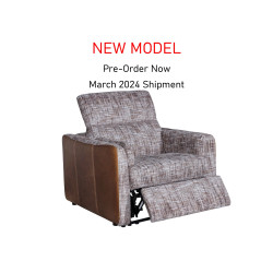 Spada Power Motion Recliner with Power Headrests in Sterling Semi-Aniline Leather/Venezia Inside Out