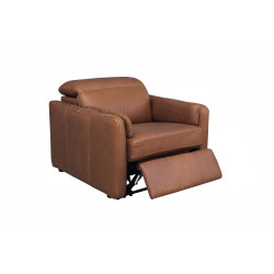 Spada Power Motion Recliner with Power Headrests in Sterling Dark Tan Semi-Aniline Leather