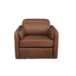 Spada Power Motion Recliner with Power Headrests in Sterling Dark Tan Semi-Aniline Leather