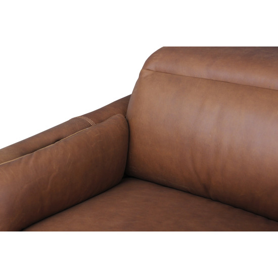 Spada Power Motion Recliner with Power Headrests in Sterling Dark Tan Semi-Aniline Leather