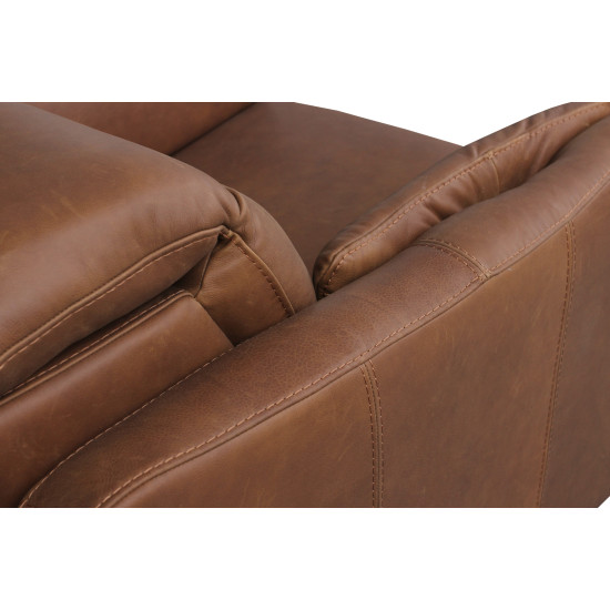 Spada Power Motion Recliner with Power Headrests in Sterling Dark Tan Semi-Aniline Leather