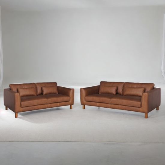 Tintoretto Loveseat in Sterling Dark Tan Semi-Aniline Leather