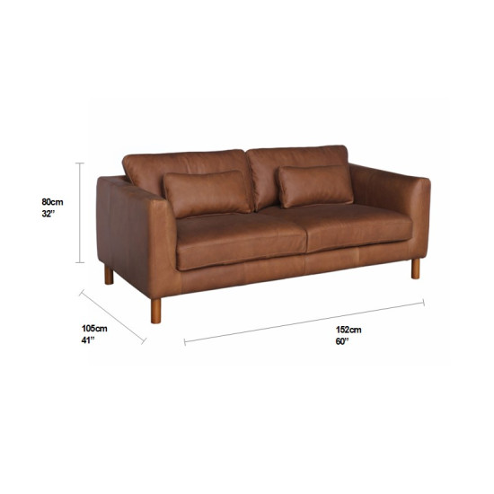 Tintoretto Loveseat in Sterling Dark Tan Semi-Aniline Leather