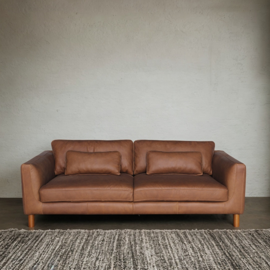 Tintoretto Sofa in Sterling Dark Tan Semi-Aniline Leather