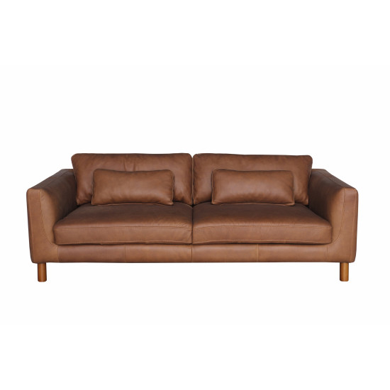 Tintoretto Sofa in Sterling Dark Tan Semi-Aniline Leather